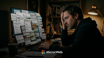 A compliance professional overwhelmed by a screen full of unread messages and notifications across multiple communication channels