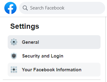 Screenshot of Facebook settings