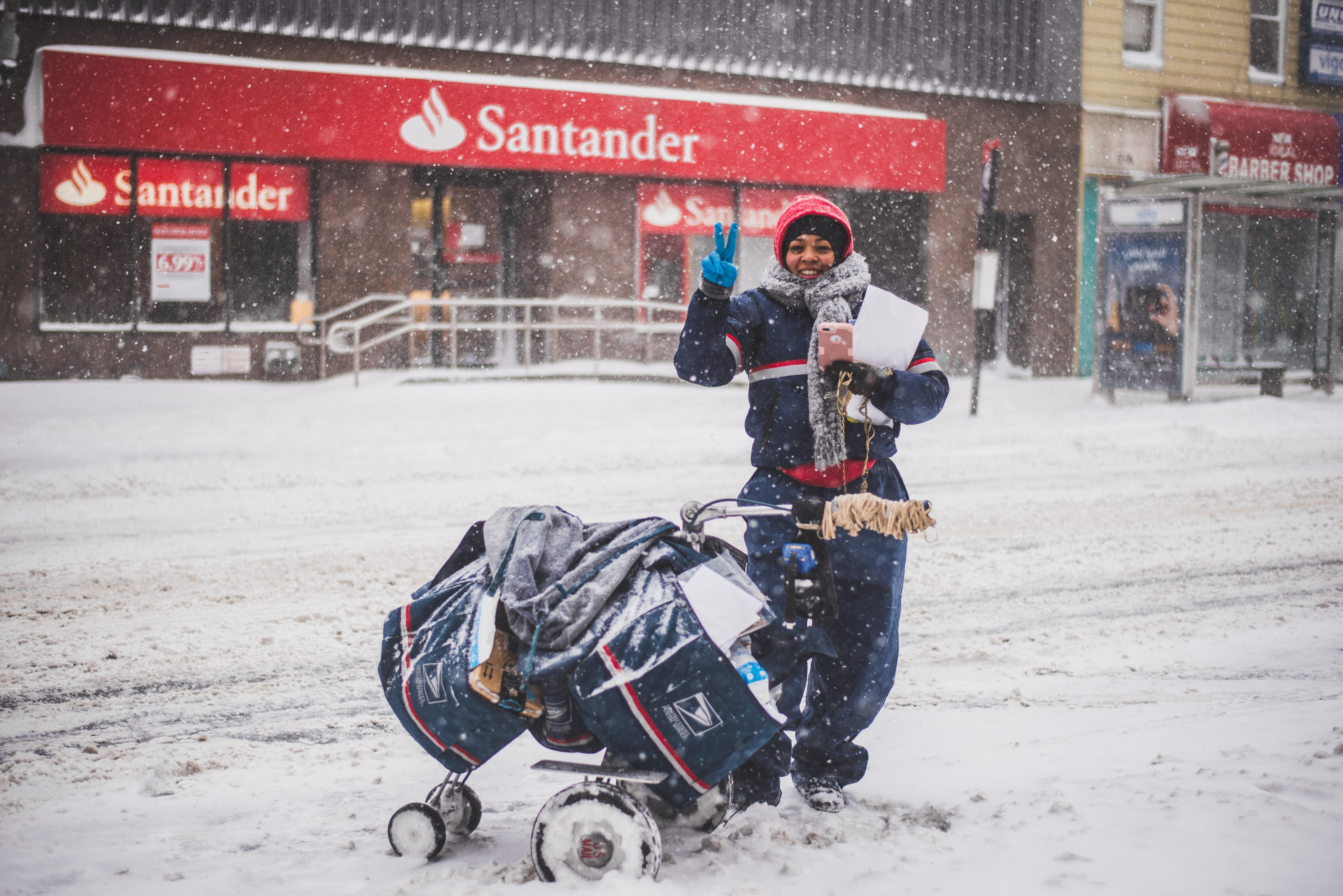 Post being delivered outside Santander bank