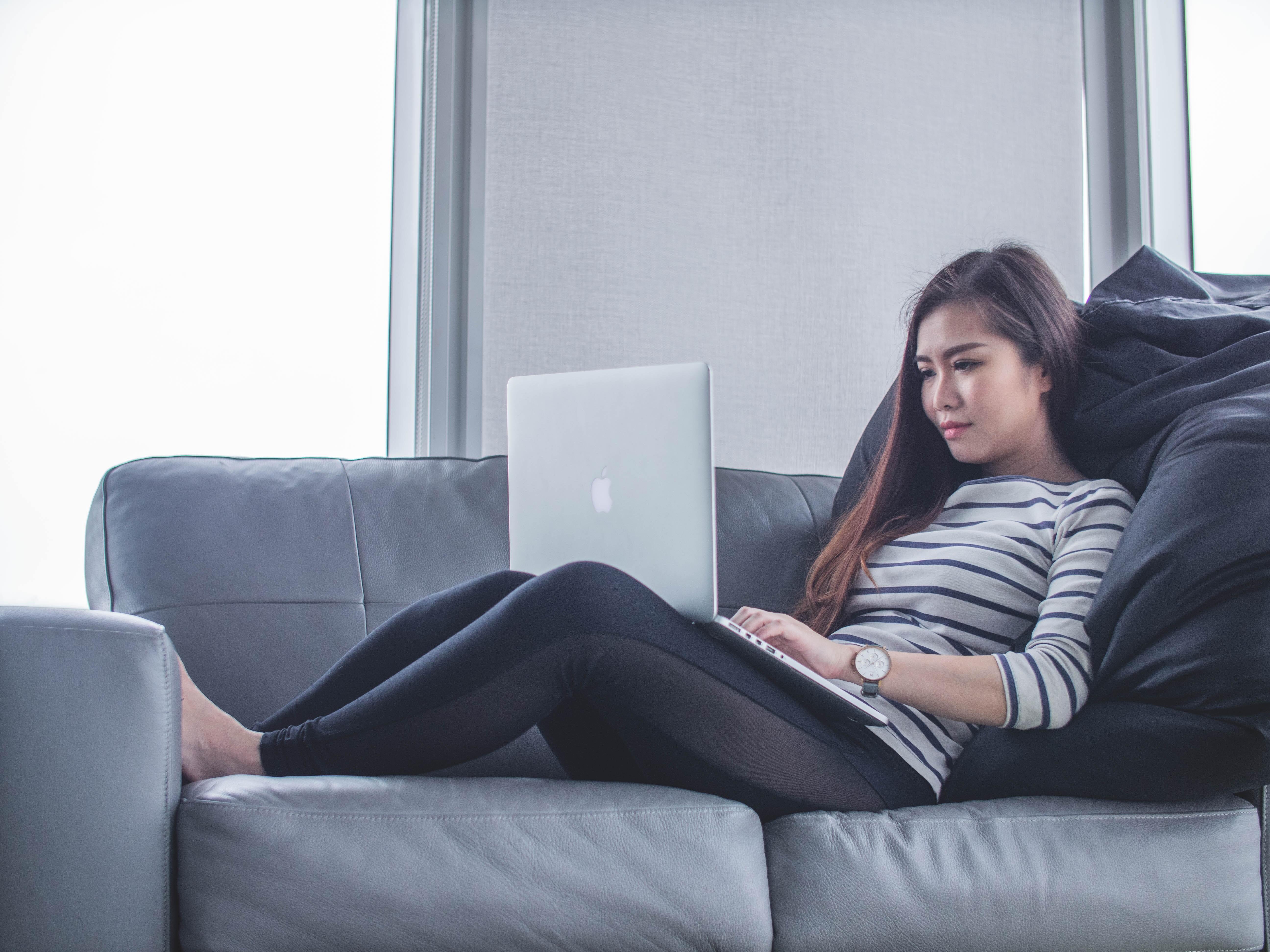 Woman working from home on laptop