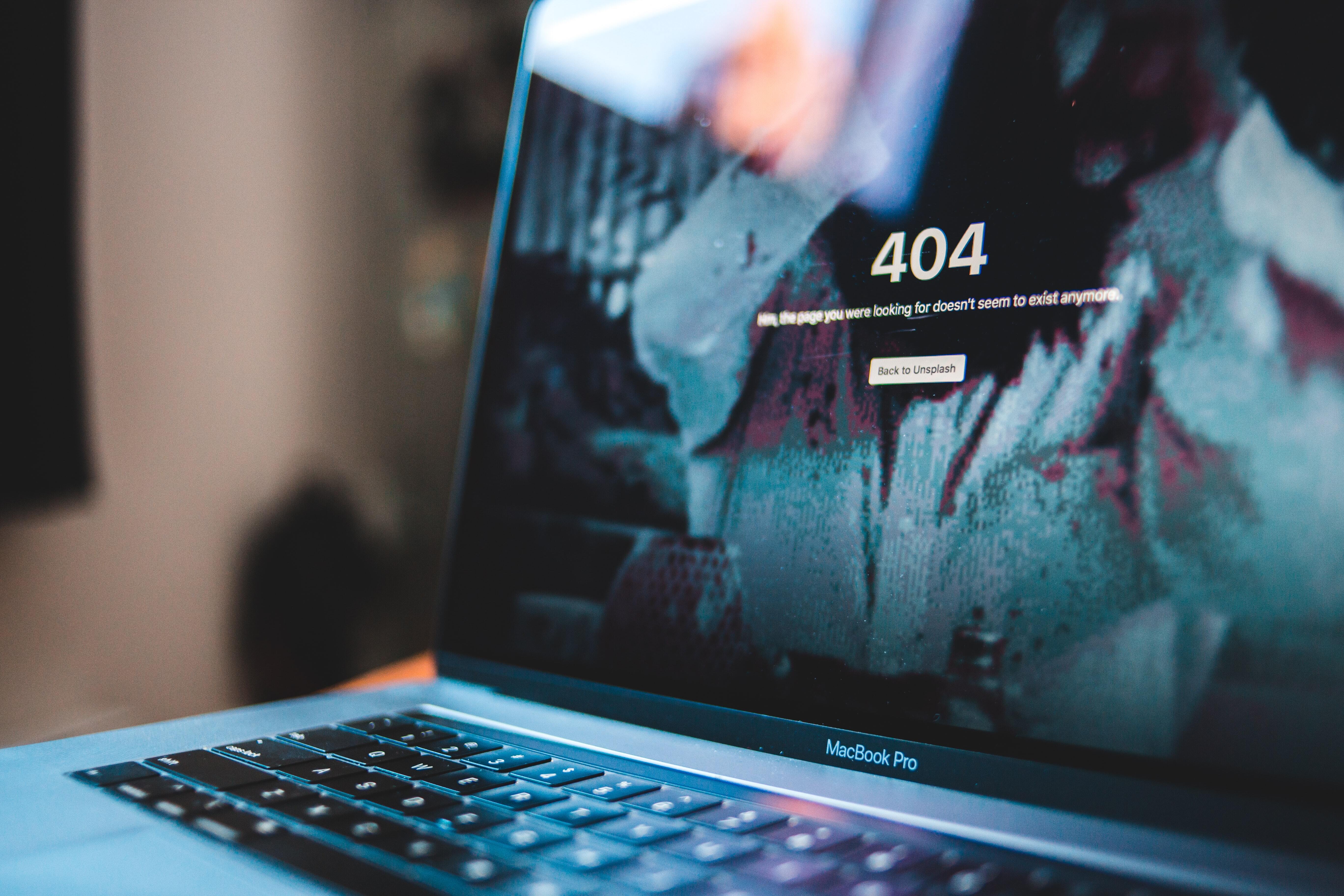 404 error on laptop screen signifying lost digital assets