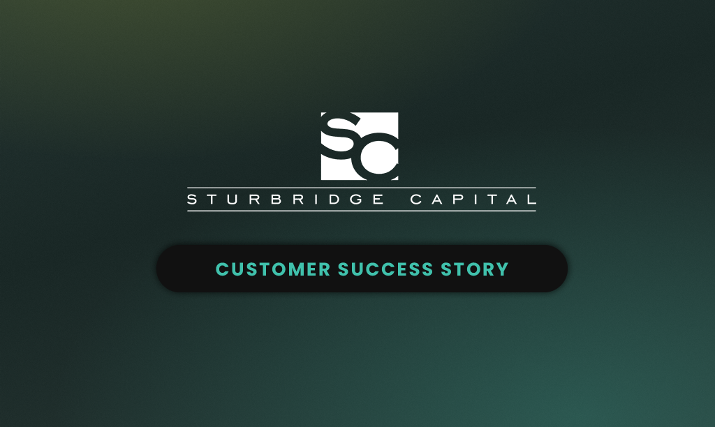 Sturbridge Capital logo on a dark teal gradient background with a "Customer Success Story" label beneath it.
