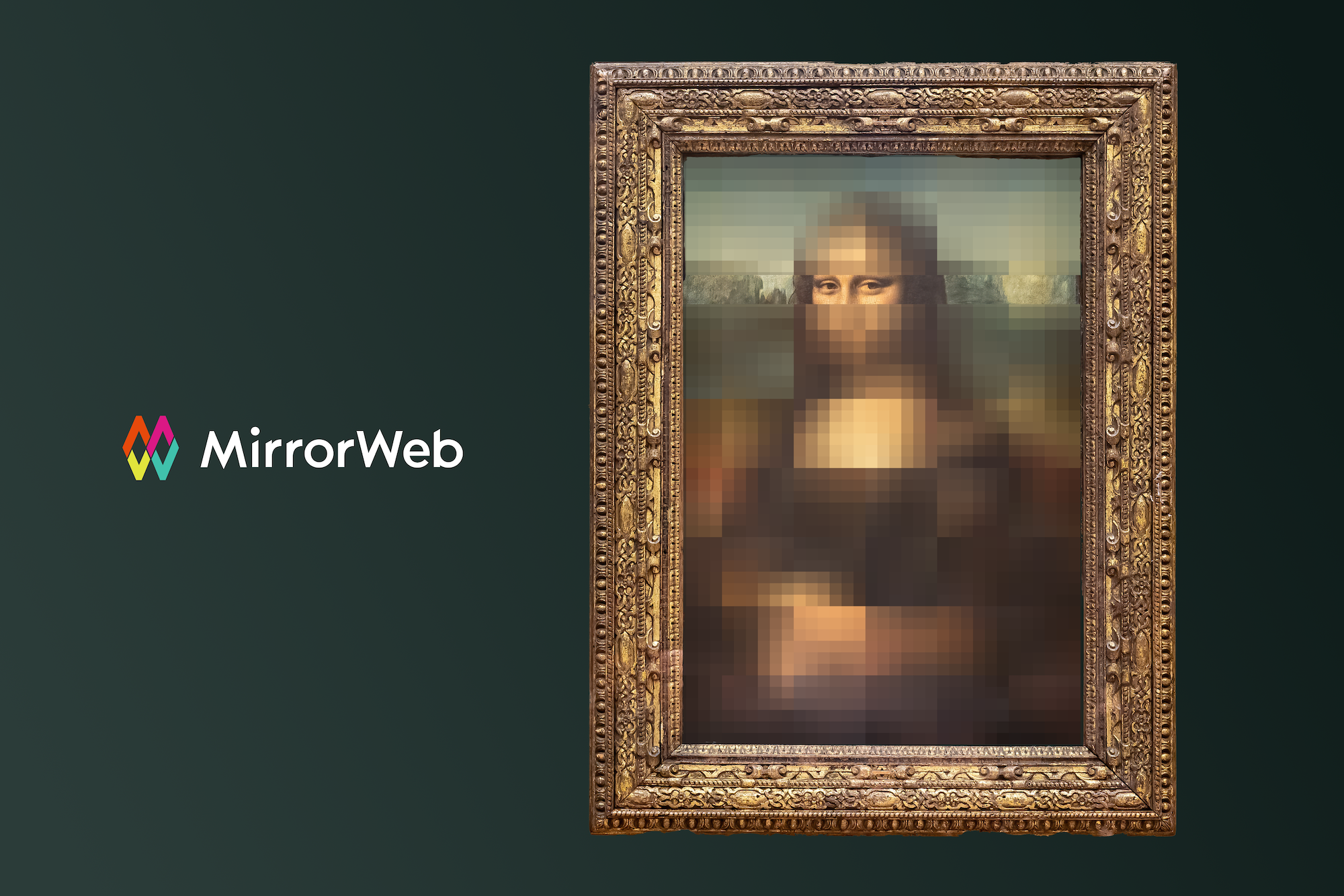 The Mona Lisa in its ornate frame, with only 5% of the image rendered clearly while the rest remains pixelated and unrecognisable, illustrating how a small sample fails to reveal the full picture.